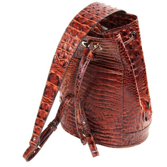 Brahmin Allie Pecan Melbourne Croc Embossed Sling Backpack - Picture 5 of 12